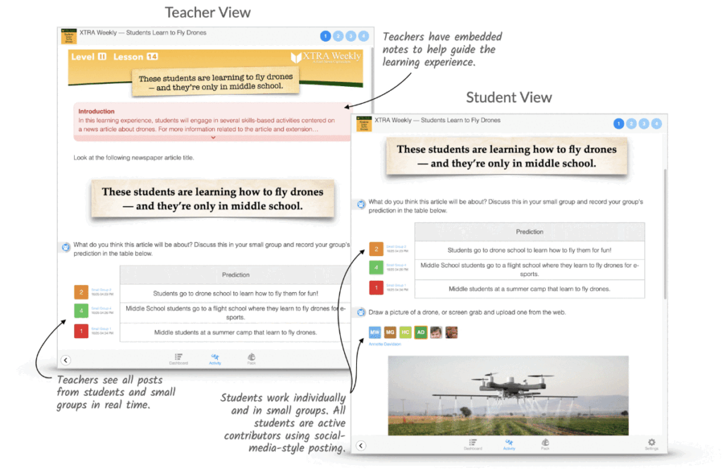 Exploros teacher and student view
